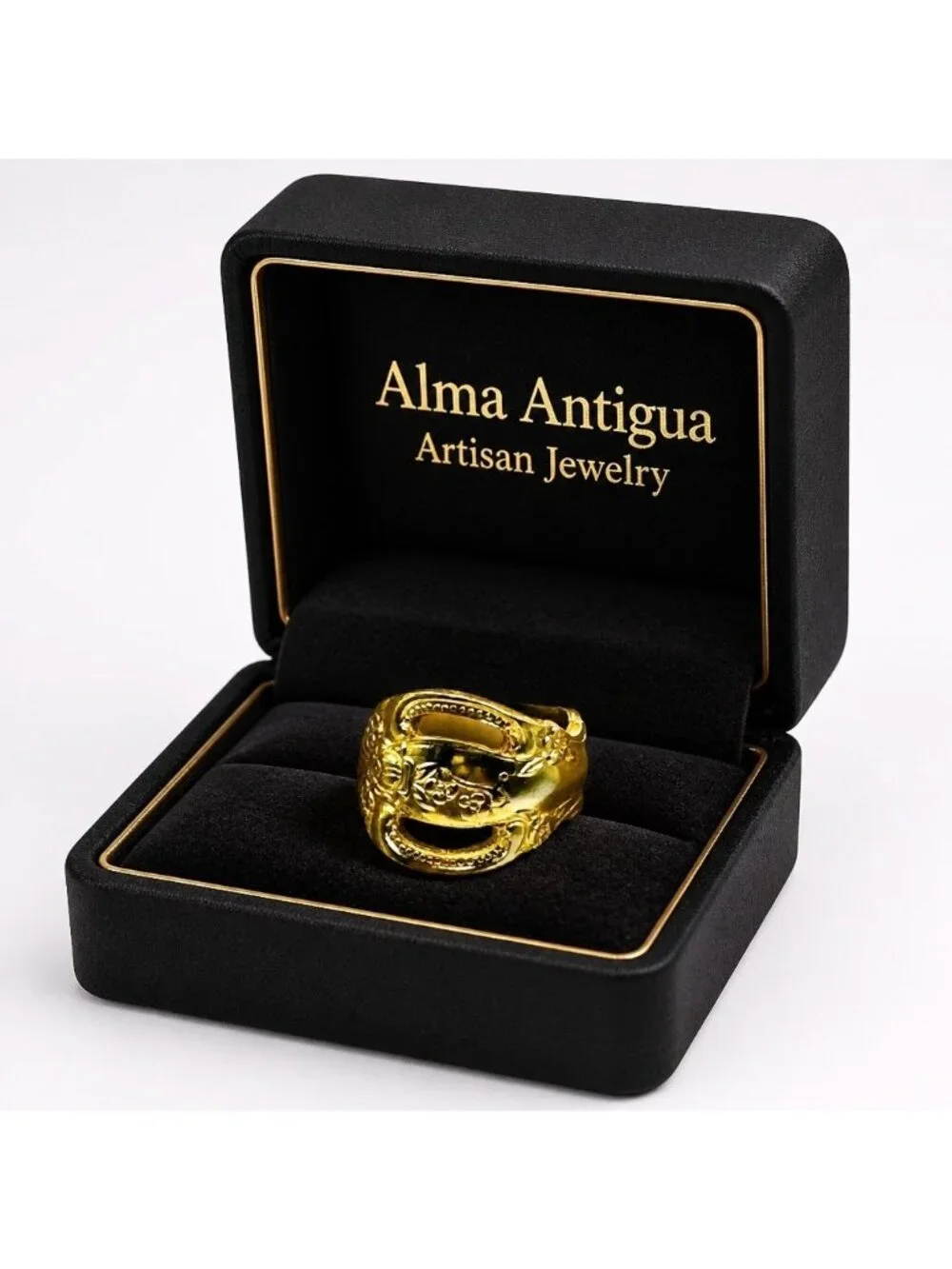 King Arthur Spoon Ring | Gold Electroplated Vintage Silverware | Size 6.75